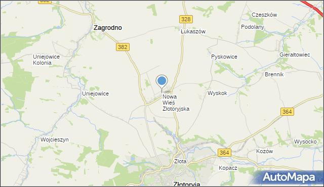 mapa Nowa Wieś Złotoryjska, Nowa Wieś Złotoryjska na mapie Targeo